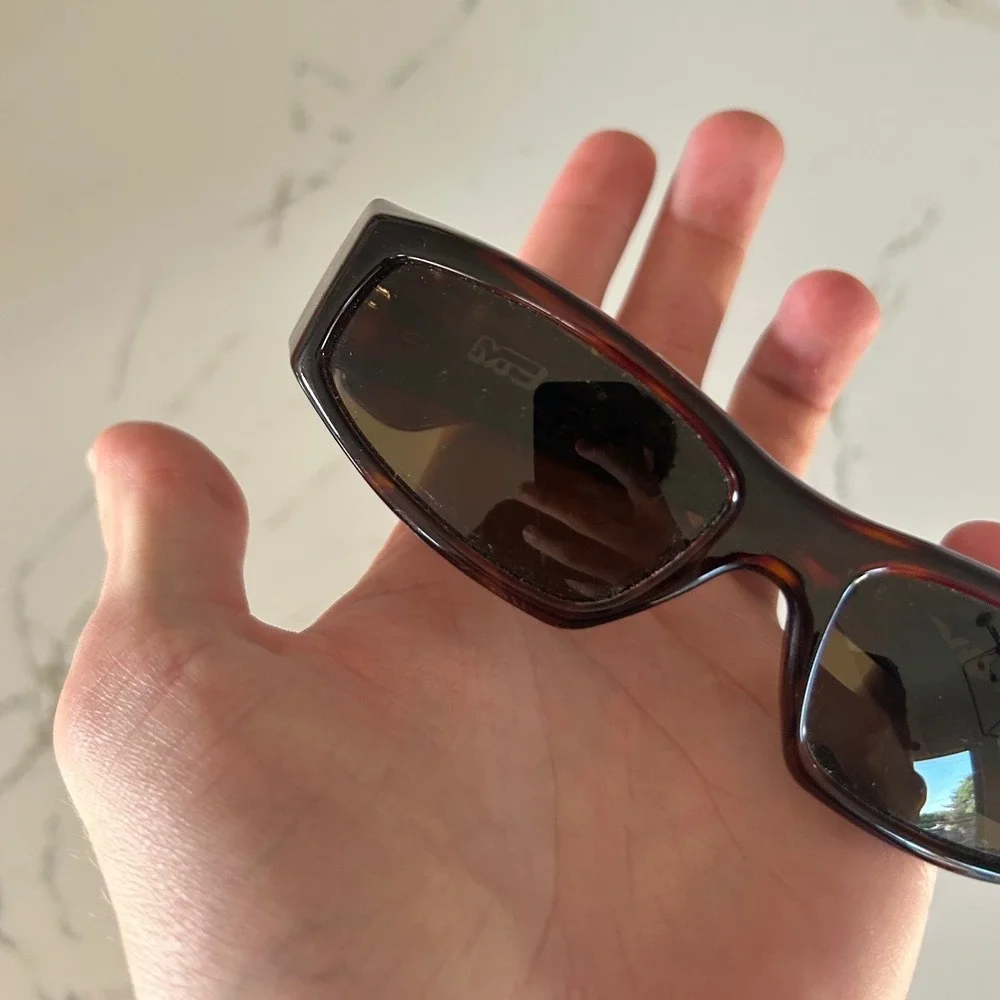 Spy Optic D5 Sunglasses Dark Tortoise Wrap Around Rectangular Made in Italy